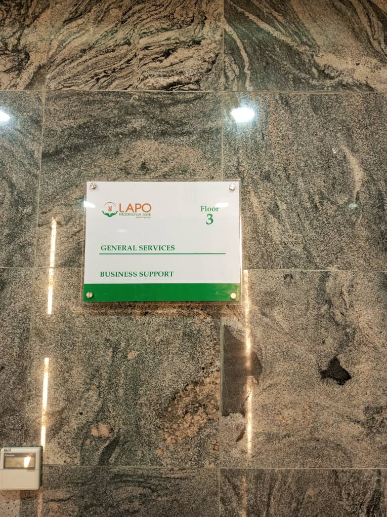 Floor Directory Signage for LAPO Microfinance Bank