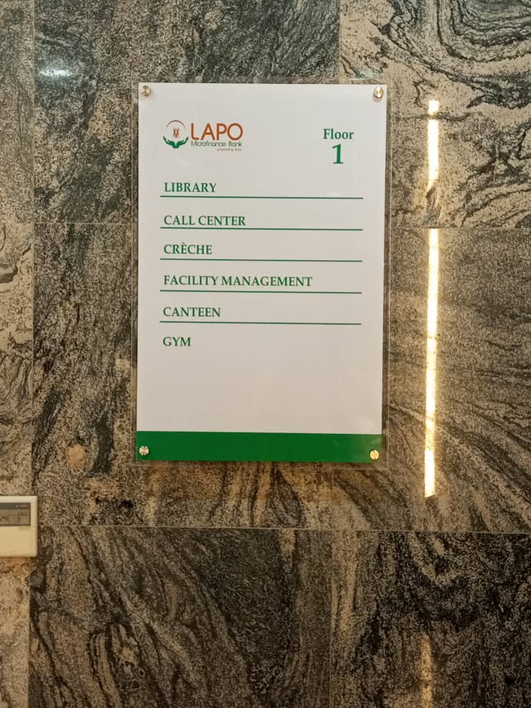 Floor Directory Signage for LAPO Microfinance Bank