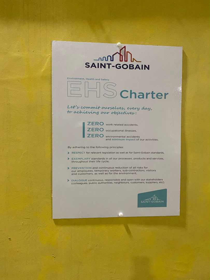 EHS Charter Plaque for Saint-Gobain