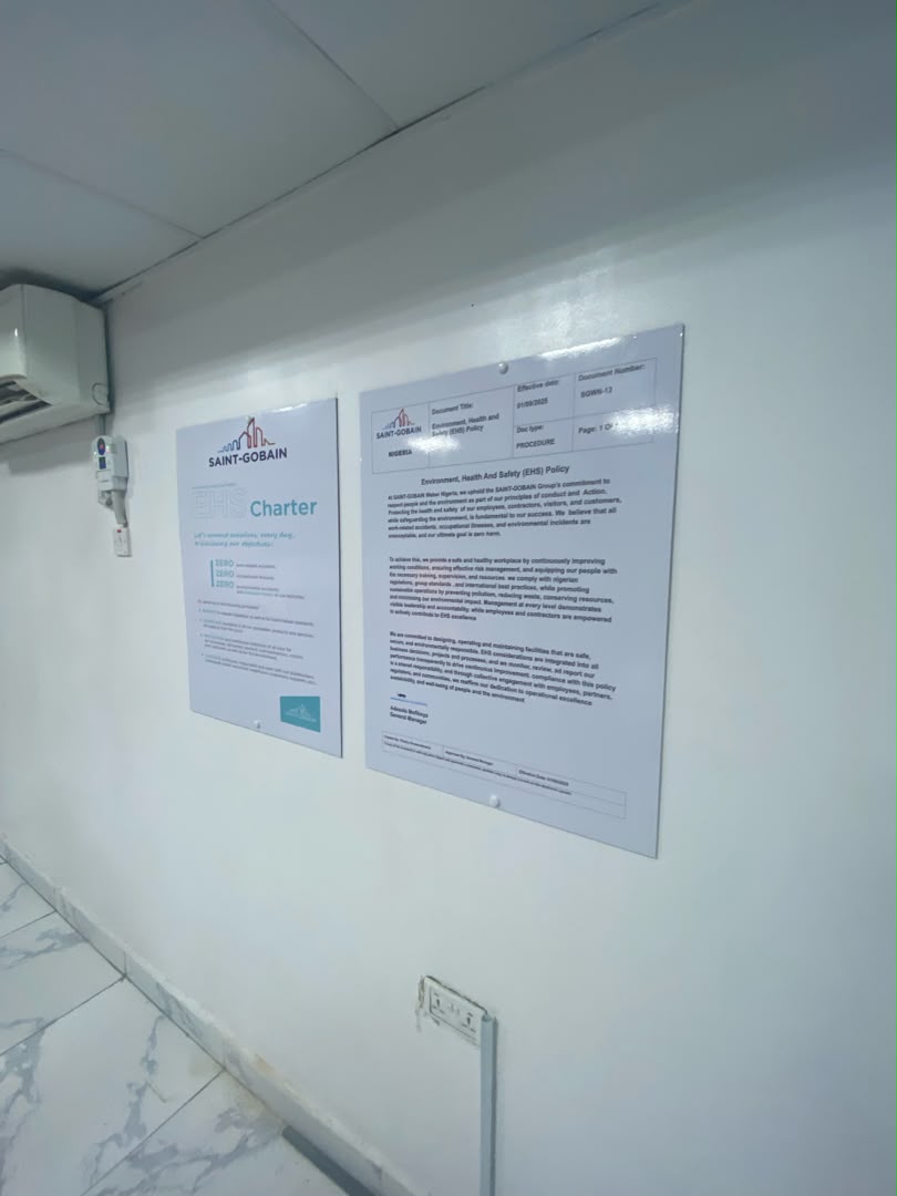 EHS Charter & Policy Signage for Saint-Gobain